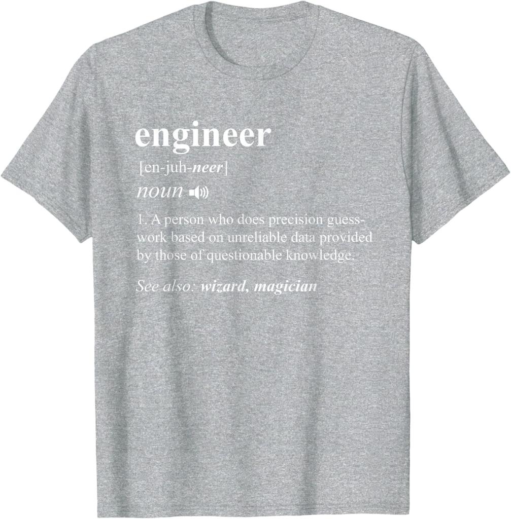 Engineer Definition Funny Graphic Tee Unisexs Soft Breathable TShirt Novelty Gift
