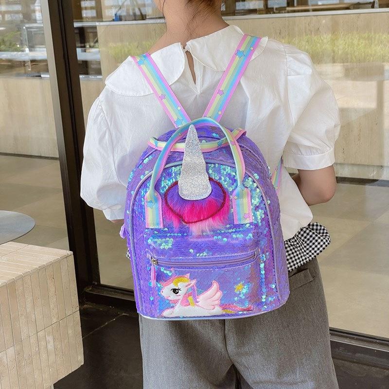 Unicorn Sequin Backpack: Large Capacity, Cute Iridescent Schoolbag for Girls