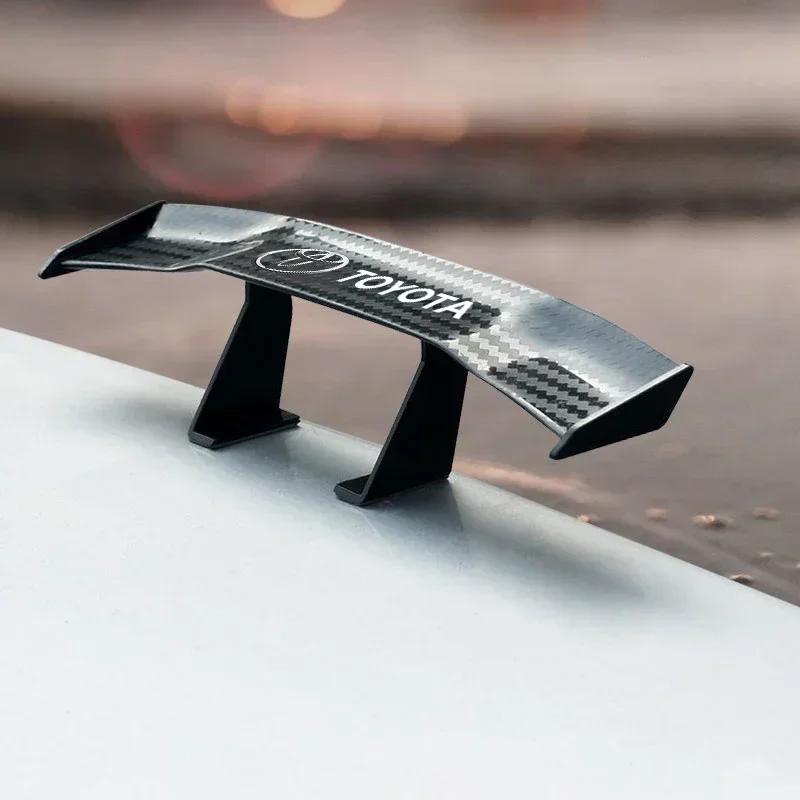 1Pcs Carbon Fiber Car Mini Rear Spoiler Mini Small Wing Model Decoration For Toyota TRD RAV4 Avensis Yaris Levin Reiz Crown Vios