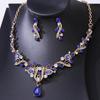 KMVEXO Bride Wedding Opal Crystal Necklace Earring Set Ladies Rhinestone Peacock Jewelry Sets Suitable for Party Festivals