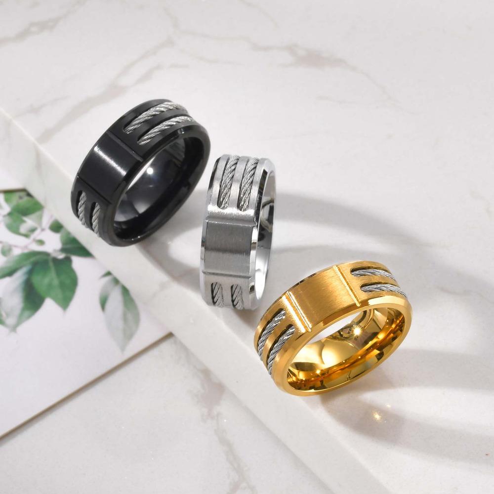 Personalized Chunky Ring for Men Boys,Engrave Initals Image Symbol Stainless Steel Ring,Stylish Jewelry Gift To Dad Husband
