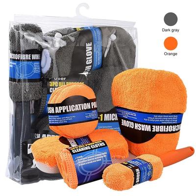 Kits de Nettoyage pour Lavage de Voiture 9 pièces Serviettes Microfibres Éponge Blush Gant de Lavage Polissage Entretien Tampons Applicateurs Outils de Lavage pour Détailing Auto