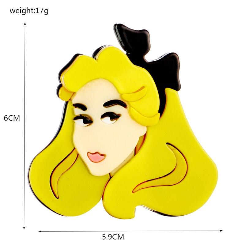 Blucome 2023 Nouă Modă Acrilic Galben Păr Lung Broșă Fată Doamnelor Desene Animat Exagerat Insigna Drăguț Broșă Rever Bijuterii Cadou