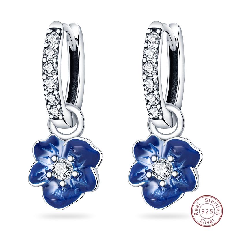 Sweet 925 Silver Ladybug Butterfly Dragonfly Iris Flower Design Earrings Fit Wedding Parties Exquisite Jewelry