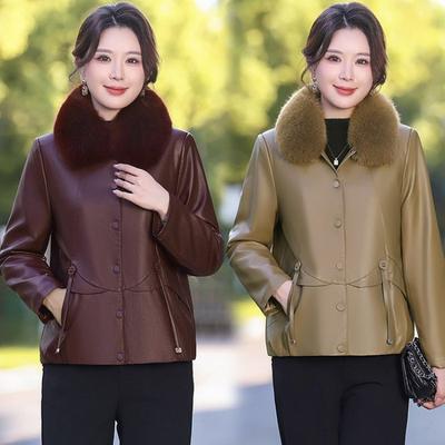 Fleece Leather Jacket Women's Short Jacket To Keep Warm, New Autumn and Winter Cotton-padded Clothing Leather Cotton-padded Jacket Women