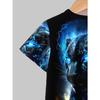 Boys' set of fashionable 3D printed casual pullover, short sleeved shorts, T sports shirt, boys' outdoor T-shirt shorts