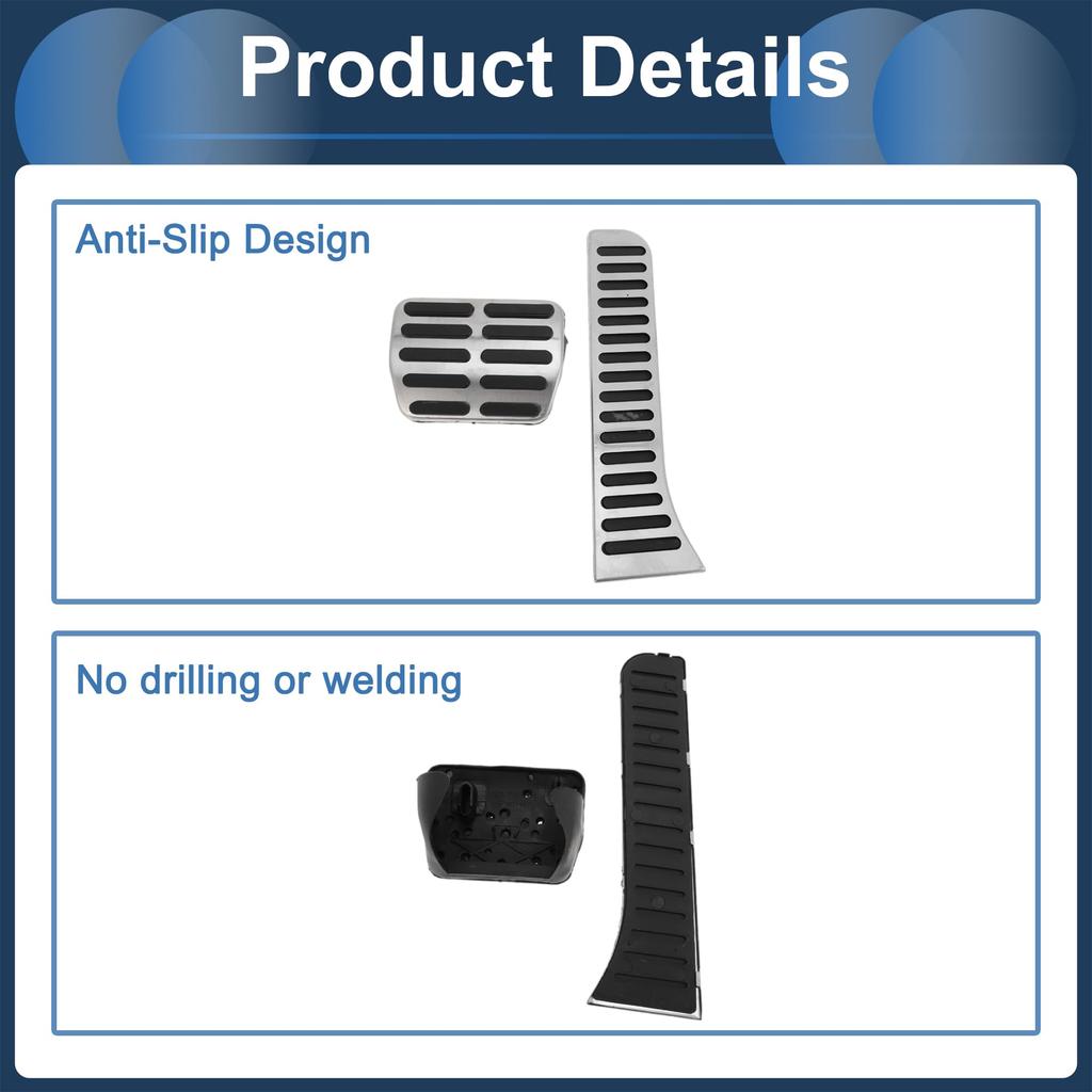 ABSOPRO 1 Set Auto Footrest Pedal Pedal Pads for Volkswagen Beetle Stainless Steel Silver Tone Covers/Footrest 2012-2019,