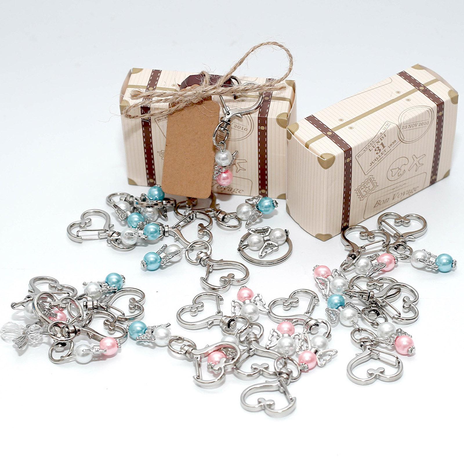 Set Bomboniere Portachiavi Angelo: 50 Pezzi Con Sacchetti Organza, Etichette E Scatole Per Baby Shower E Matrimonio - 2