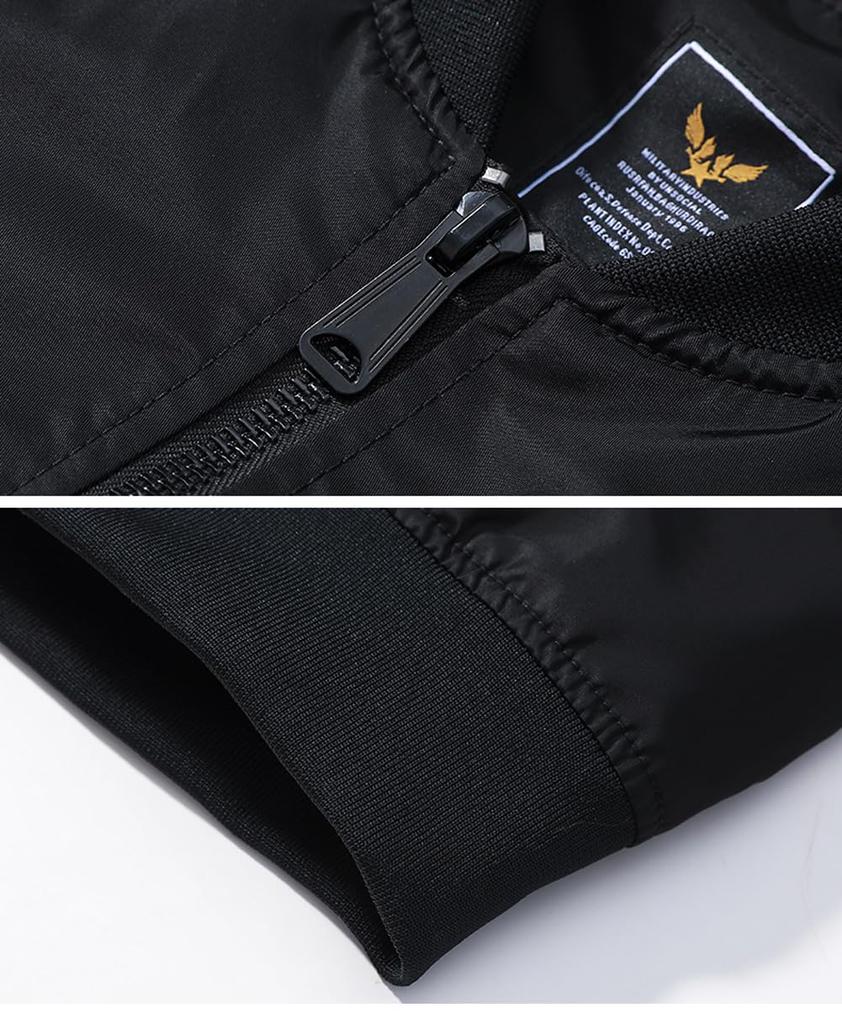 Light Jacket Blouson Motorcycle Jacket Stadium Jacket Thin Jumper Military Jacket Rider Windproof Outerwear Casual Large Size Black 4XL [Tiann] MA-1