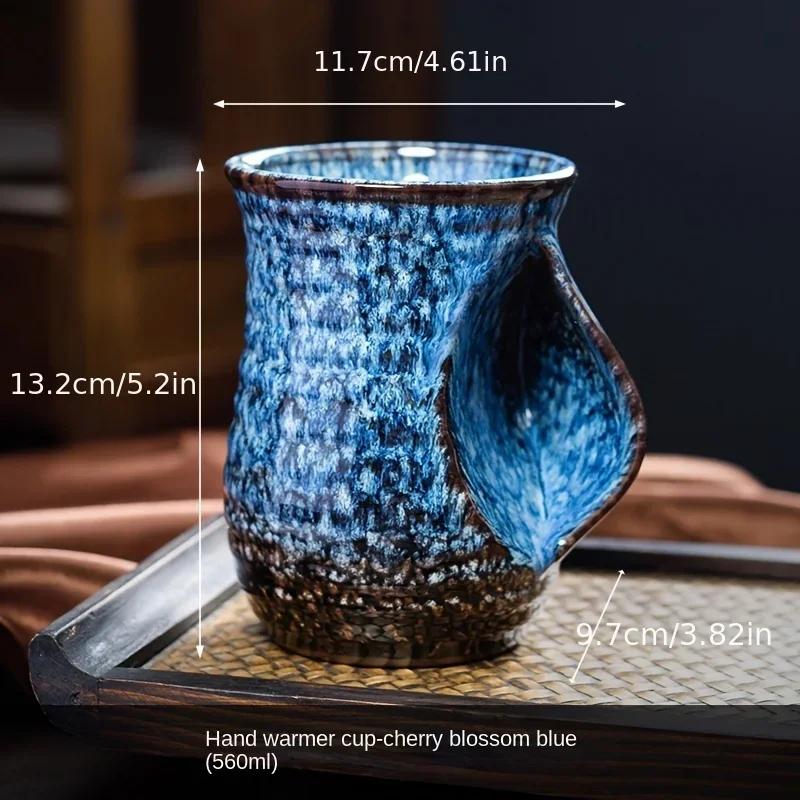1pc 500ml Elegant Ceramic Coffee Mug Insulated Reusable Tea Cup for Home and Restaurants Large Capacity Beer Mug Kung Fu Teacup