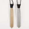 Elegant Tie Necklace with Sparkling Pearls for Formal Occasion Uniform Tie Punk Jeweled Necktie