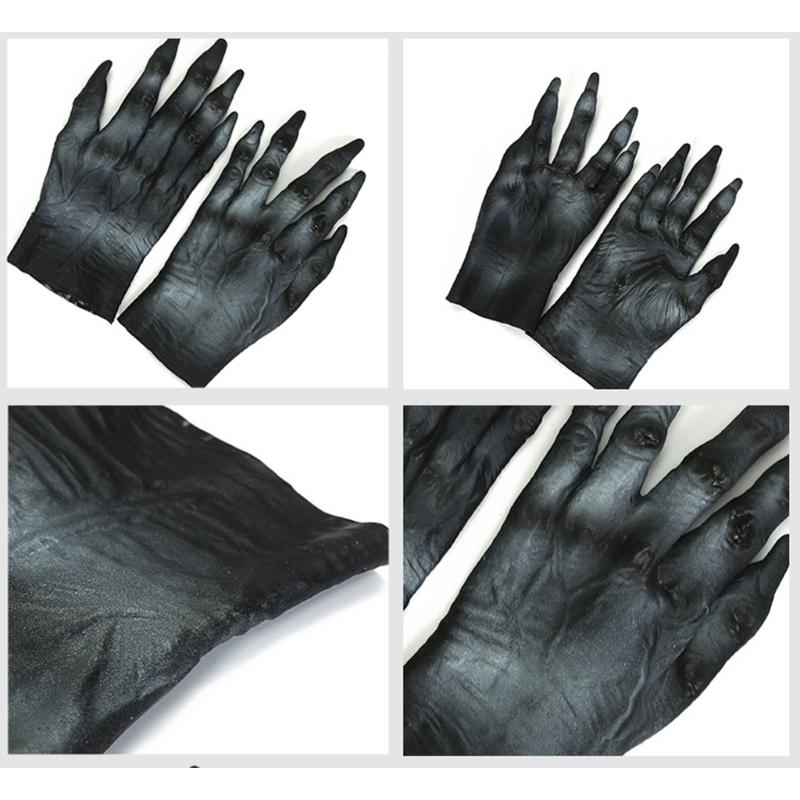 Latex Zombied Gloves Scary Moster Gloves Werewolfs Gloves Zombied Hand Gloves Horrific Demons Gloves for Halloween