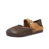 Genuine Leather Fashionable Women's Single Shoes with Round Toe Soft Leather and Soft Sole Can Be Worn Twice As Lazy Shoes