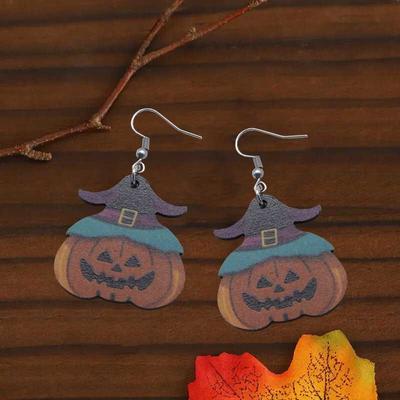 1 pár náušnic s přívěsky dýní s legrační tváří na Halloween, náušnice v gotickém stylu, vhodné k nošení na sváteční večírky
