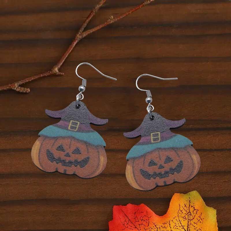 1 Pair of Halloween Funny Face Pumpkin Pendant Earrings, Gothic Style Earrings, Suitable for Holiday Parties To Wear