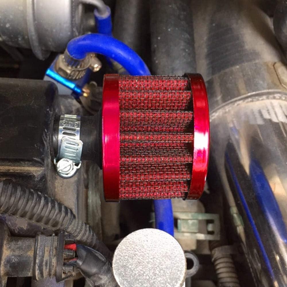 2 X 12mm Mini Universal Automotive Engine Tapered Cold Air Intake Filter – High-Flow Turbo Vent, Increases Horsepower – 3 Colors (Black/Blue/Red)