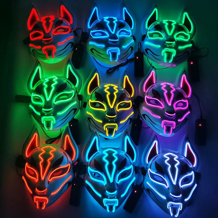 Black Ghost LED Sound-Control Mask - Luminous V Shape Halloween Prop