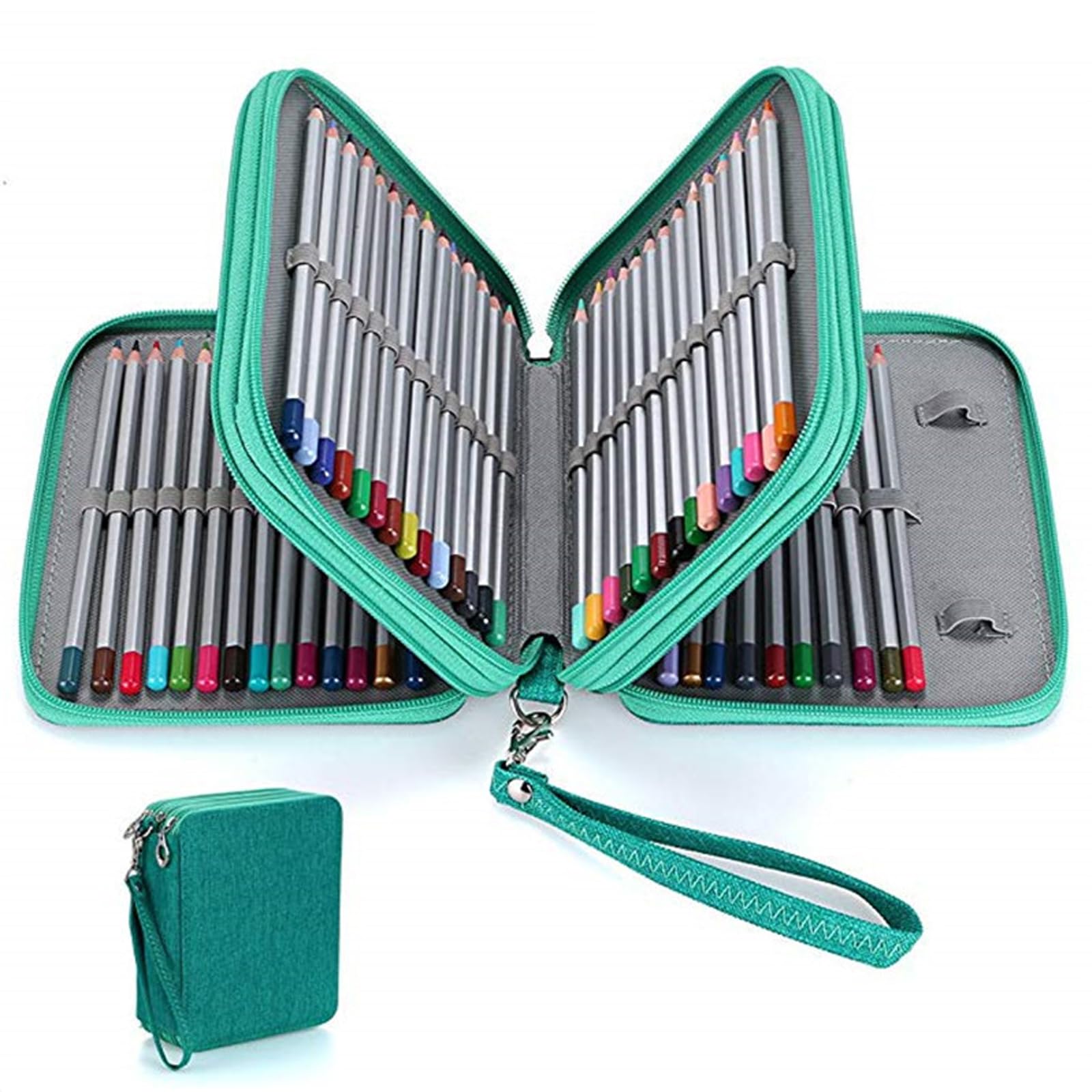 

Caravan Colored Pencil Large Holds 78 Colored Book Eraser Storage Percy s Case, Capacity, Pencils, Style, Waterproof, Portable, (Book Style, Green)
