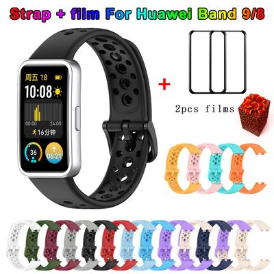 Breathable Silicone Watchband For Huawei Band 10 / 9 /9NFC Soft Correa Bracelet Sport Wristband Strap For Huawei Band 8 /8NFC