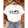 T-shirt da Donna Personalizzata con Stampa Battito Cardiaco per Nuoto Nome Logo Personalizzato Girocollo Bianca Casual Stagione Unica Regalo per Amante del Nuoto