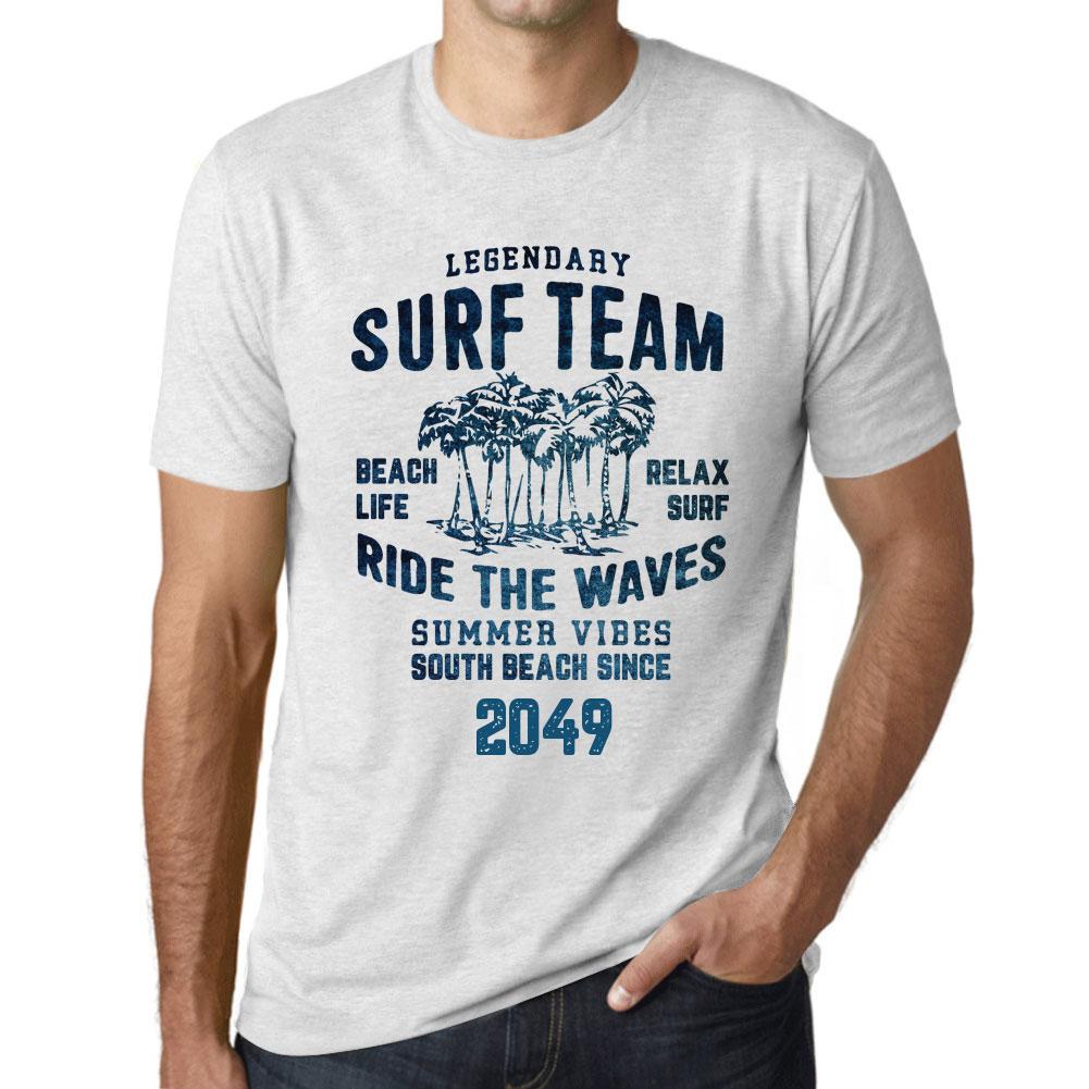Vintage Tee-skjorte for menn Grafisk T-skjorte Surf Team 2049 Vintage White