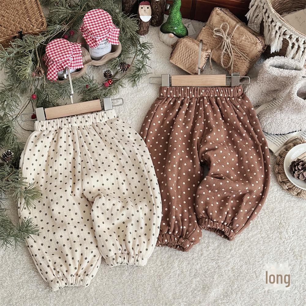 

«Зимние детские брюки свободного покроя с двухслойными бархатными манжетами в горошек для младенцев INS» Size 80 (Height 68-75CM)