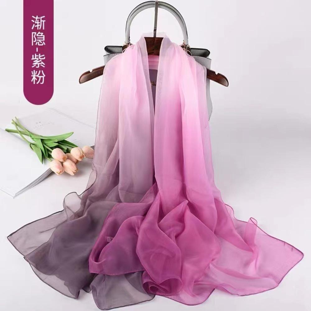 Spring and Autumn Shawl Women's Sunscreen Scarf White with Long Soft Gauze Summer Seaside Large Beach Scarf Travel Silk Scarf