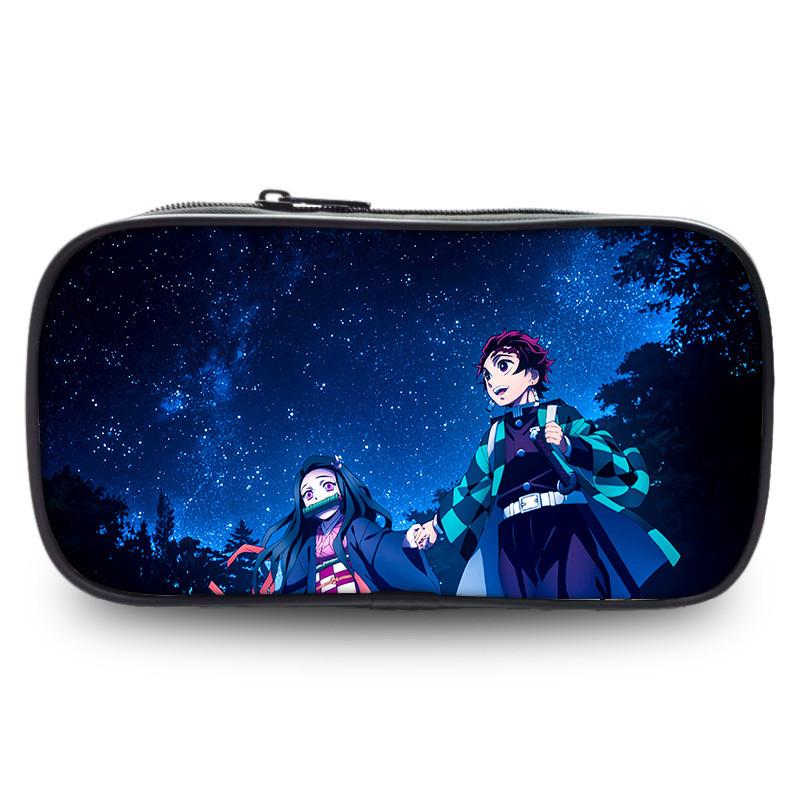 Spacious Oxford Demon Slayer Pencil Case For Students With Casual Style