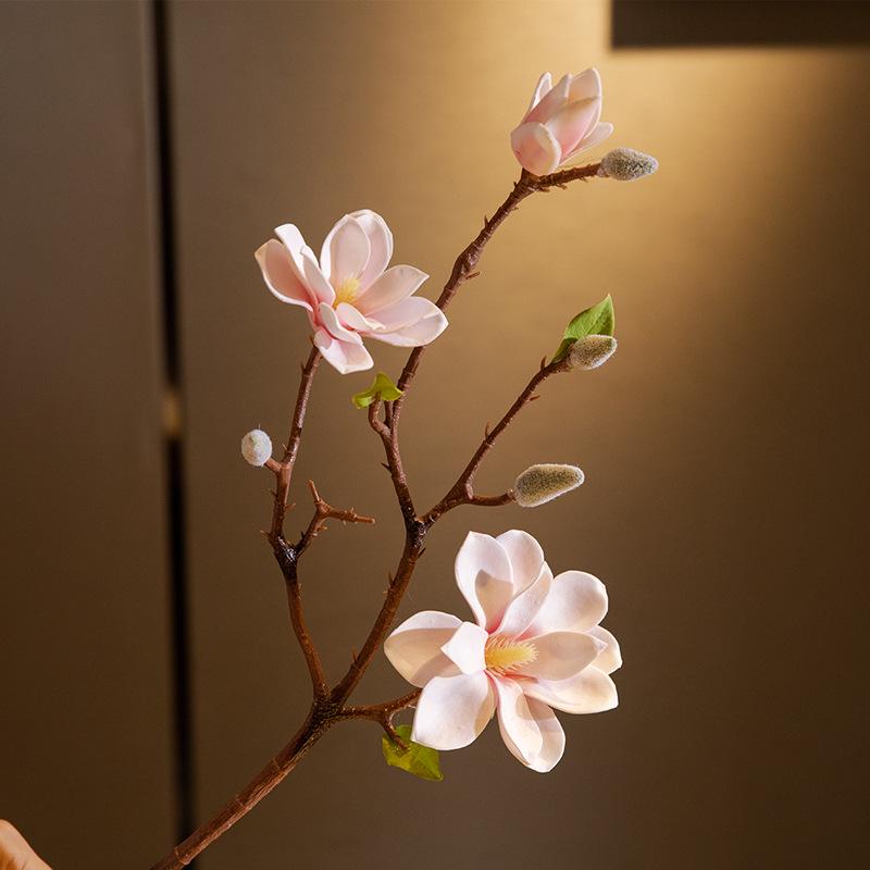 High-End Artificial Silk Magnolia Flower Arrangement - Classical, Elegant Dried Flower Set for Home Decor