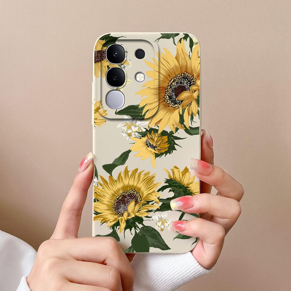 Für Vivo Y29 Y29S Y39 S19 Pro Y19S V30 V40e V50 Y04 T4x iQOO Z9s V40 Lite(IDN) Hülle Hübscher Schmetterling Gänseblümchen Weiches Silikon Anti-Sturz Schale Für Vivo Capa