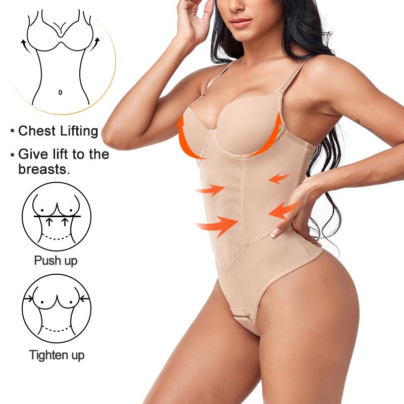 Damskie bezszwowe stringi, body modelujące brzuch, gorset modelujący sylwetkę, niewidoczna bielizna wyszczuplająca z usztywnianym biustonoszem