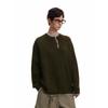 Unisex Retro Henley Neck Knit Sweater - Casual Autumn Pullover