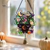 Double Sided Hanging Decor Halloween Acrylic Pumpkin Decoration, Cartoon Ghost Ornament with Seasonal Decorations Bell, Suncatcher for Indoor Outdoor