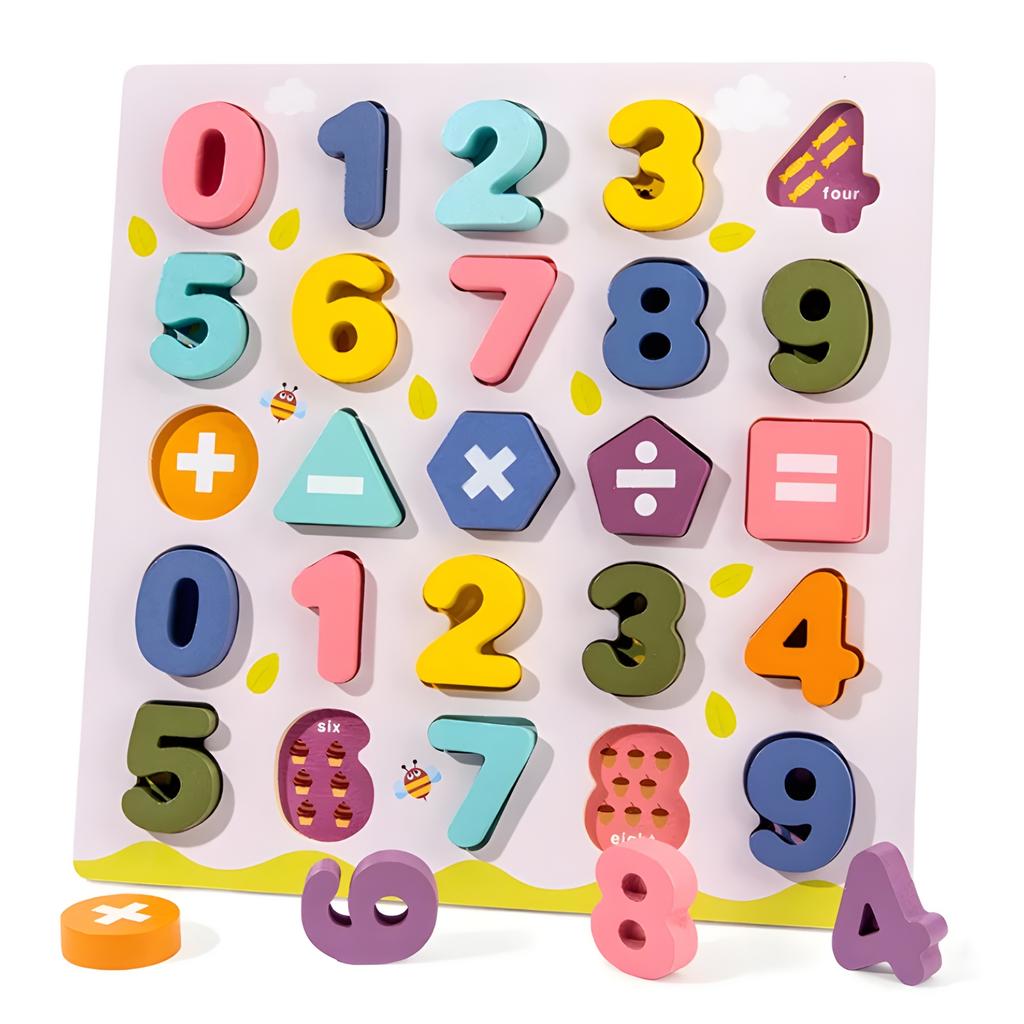 Puzzle de madera juguetes Montessori puzzle de números regalo para niños Navidad
