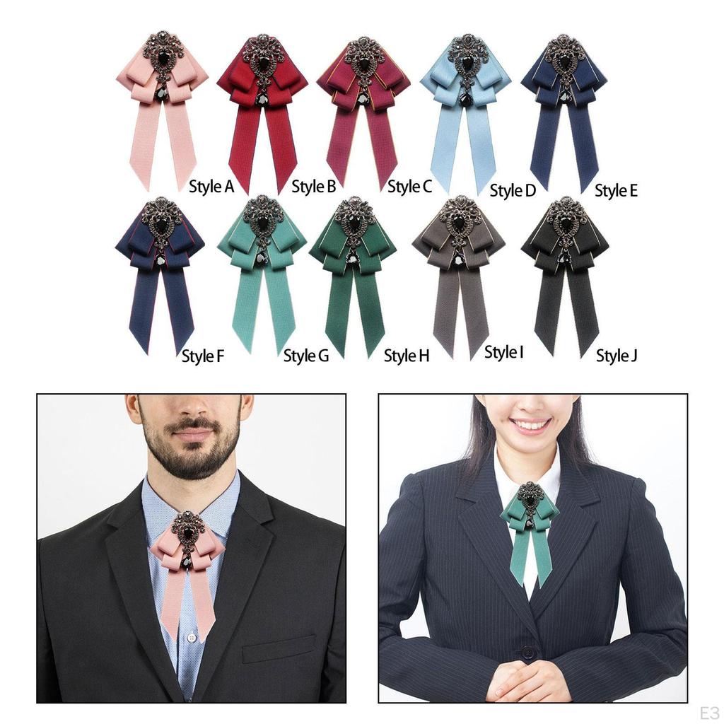 Bow Tie for Women Bowknot Necktie Vintage College Style Elegant Ribbon Formal Fashion Brooch Pin