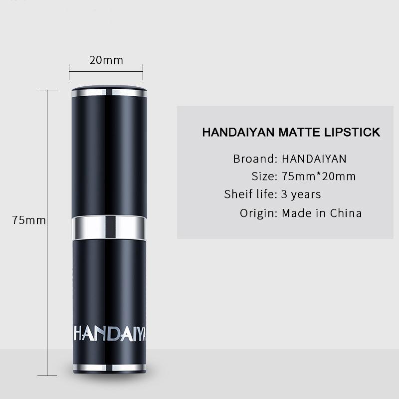Handaiyan Sexy Nude Red Brown Purple Lipgloss Matte Lip Gloss Velvety Lipstick Matte Waterproof Makeup Long Lasting Cosmetic