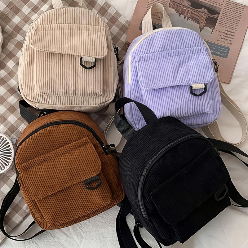 Mini Backpack, Cute Commuting Makeup Bag, Adjustable Shoulder Straps, Corduroy Student Versatile Backpacks