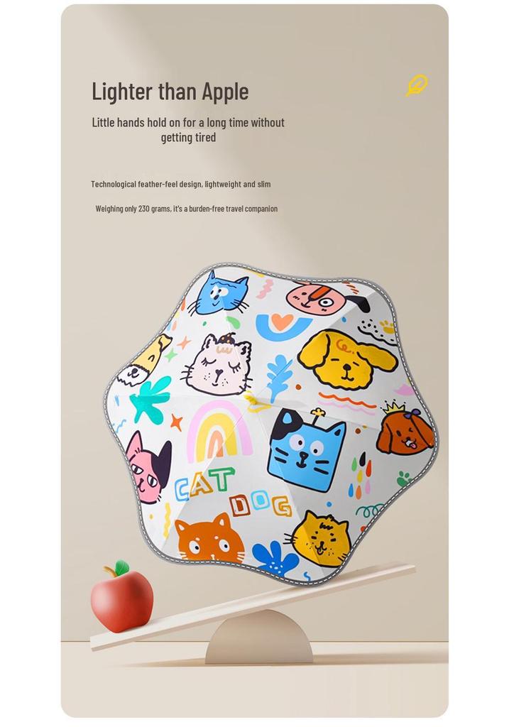 Long Handle Kids' Umbrella with Safe Corners for Ages 3-12, Suitable for School, Kindergarten, Sunny & Rainy Days