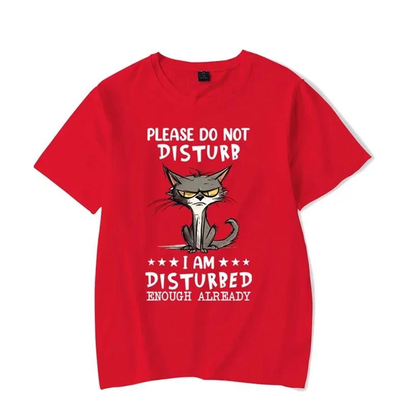 Men's T-shirt Please Do Not Disturb I Am Disturbed Enough Already Kawaii T Shirt Men Women Tshirt Angry Cat Male Classic T-shirt