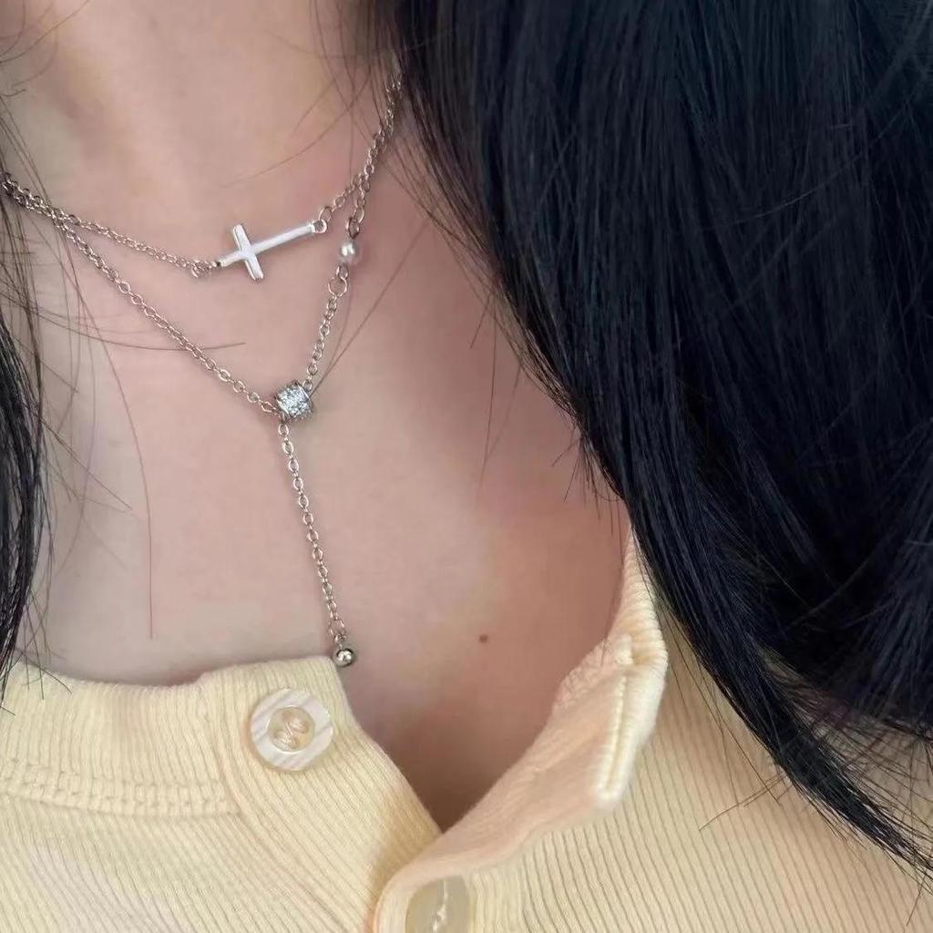 Cross Double Layer Waist Necklace - Luxury Hot Girl Style Clavicle Chain