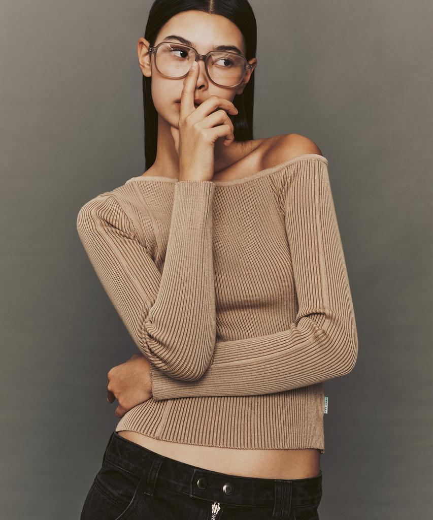 INSTANTFUNK One-Shoulder Diagonal Knit