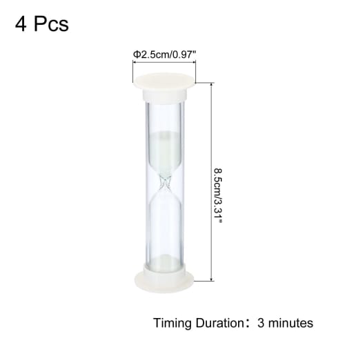 PATIKIL 3-Minute Hourglasses, 4 Pieces Small Hourglasses with Plastic Covers, Countdown Hourglass for Games, Kitchen, Party Favors, DIY Decorations, W