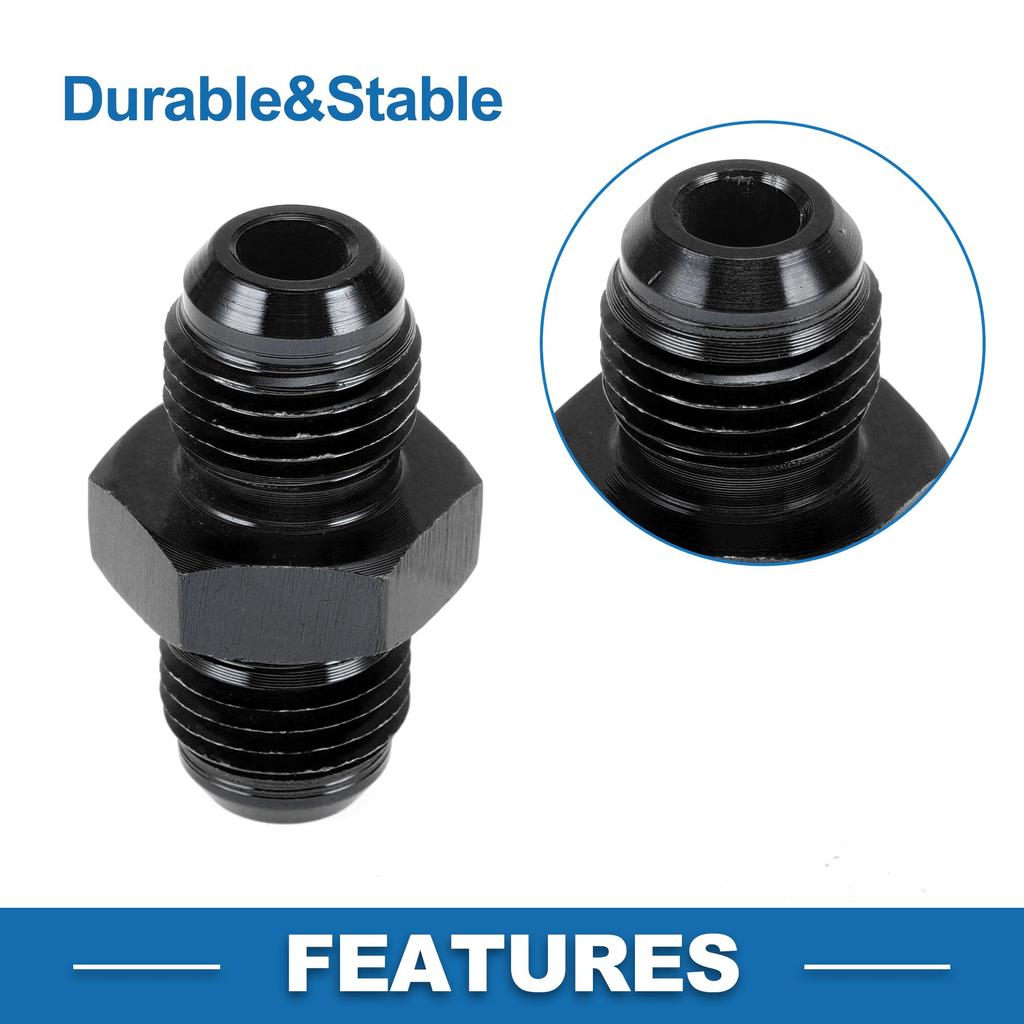 A ABSOPRO Female Flare Reducer Hose Fitting Adapter AN6 AN6 Fuel Line Connector Aluminum Black