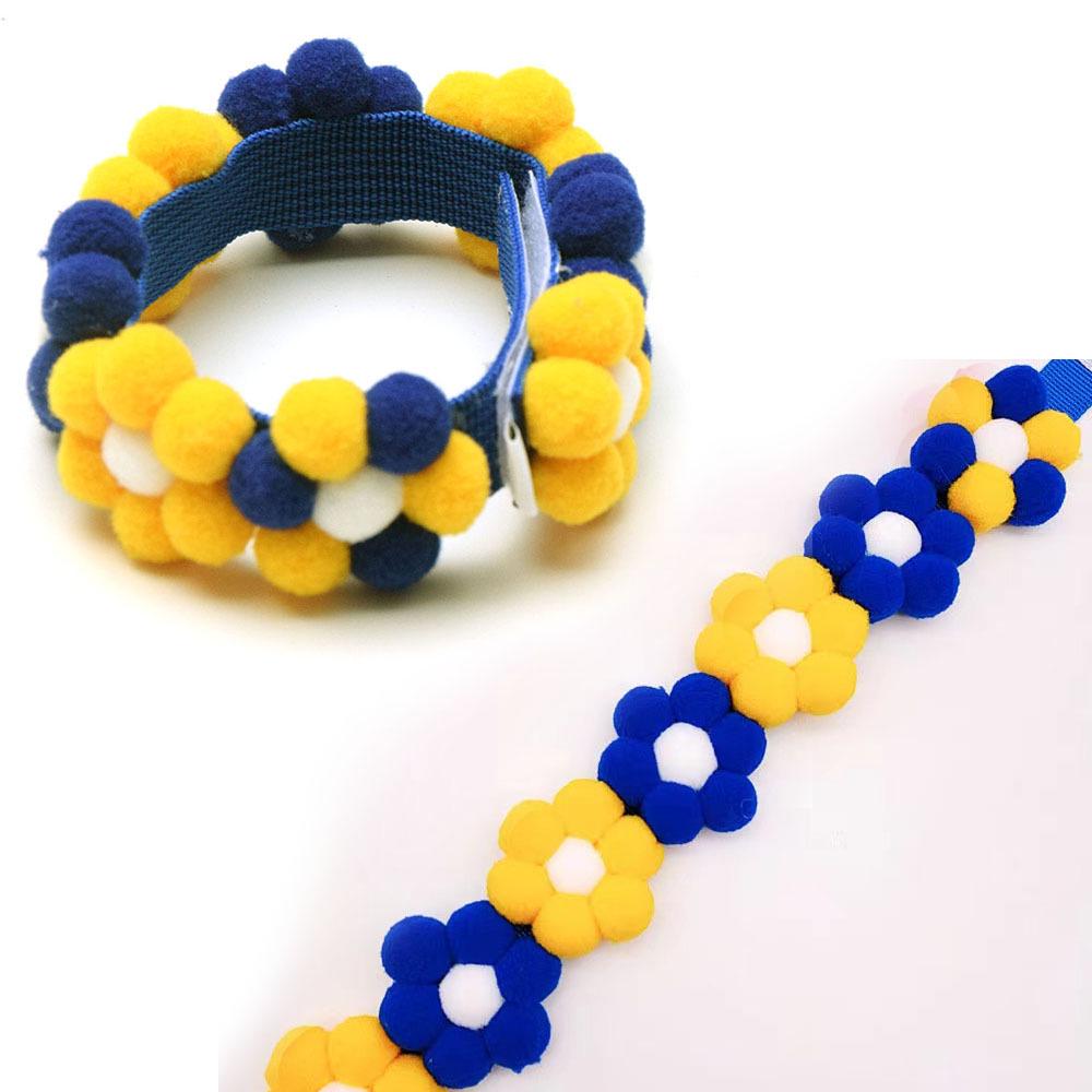 Adjustable Rainbow Flower Pet Collar with Fur Ball - Cute and Soft for Cats and Dogs