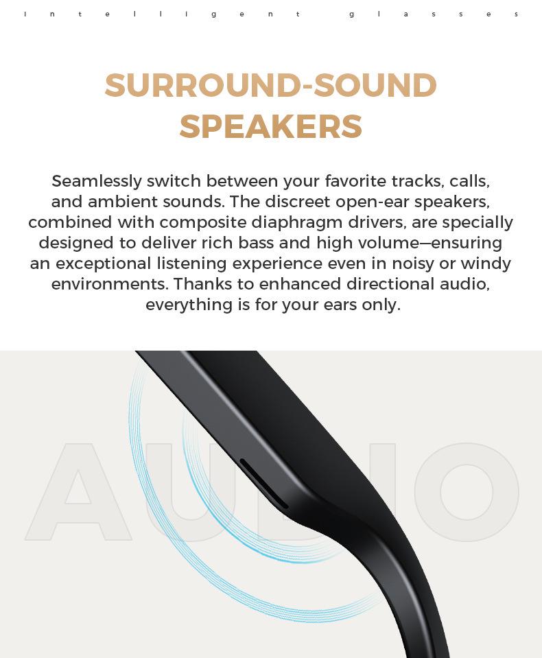 Smart AI Glasses: Photo/Video, Real-time Translation, Object Recognition, ChatGPT, Bluetooth Calls, Music