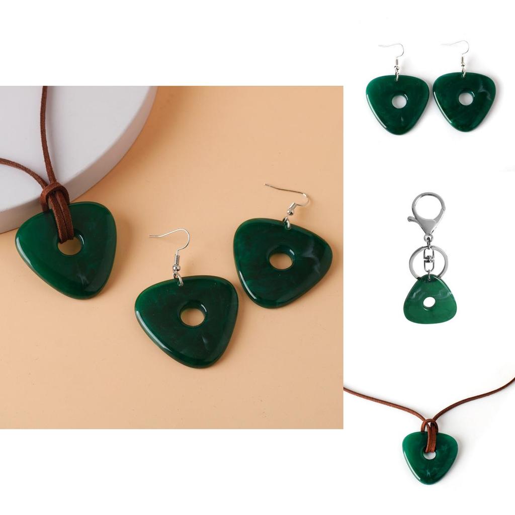 Coraline und die geheime Tür Schmuckset mit geometrischen Ohrringen und Jade-Anhänger für Damen