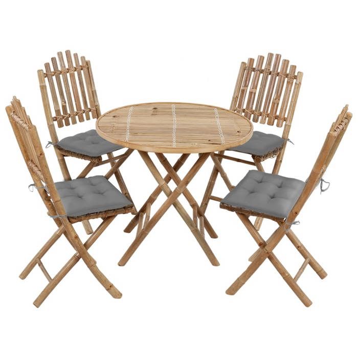 Ensemble à manger d'extérieur - vidaXL - 5pcs - Pliable - Résistant à l'eau - Bambou