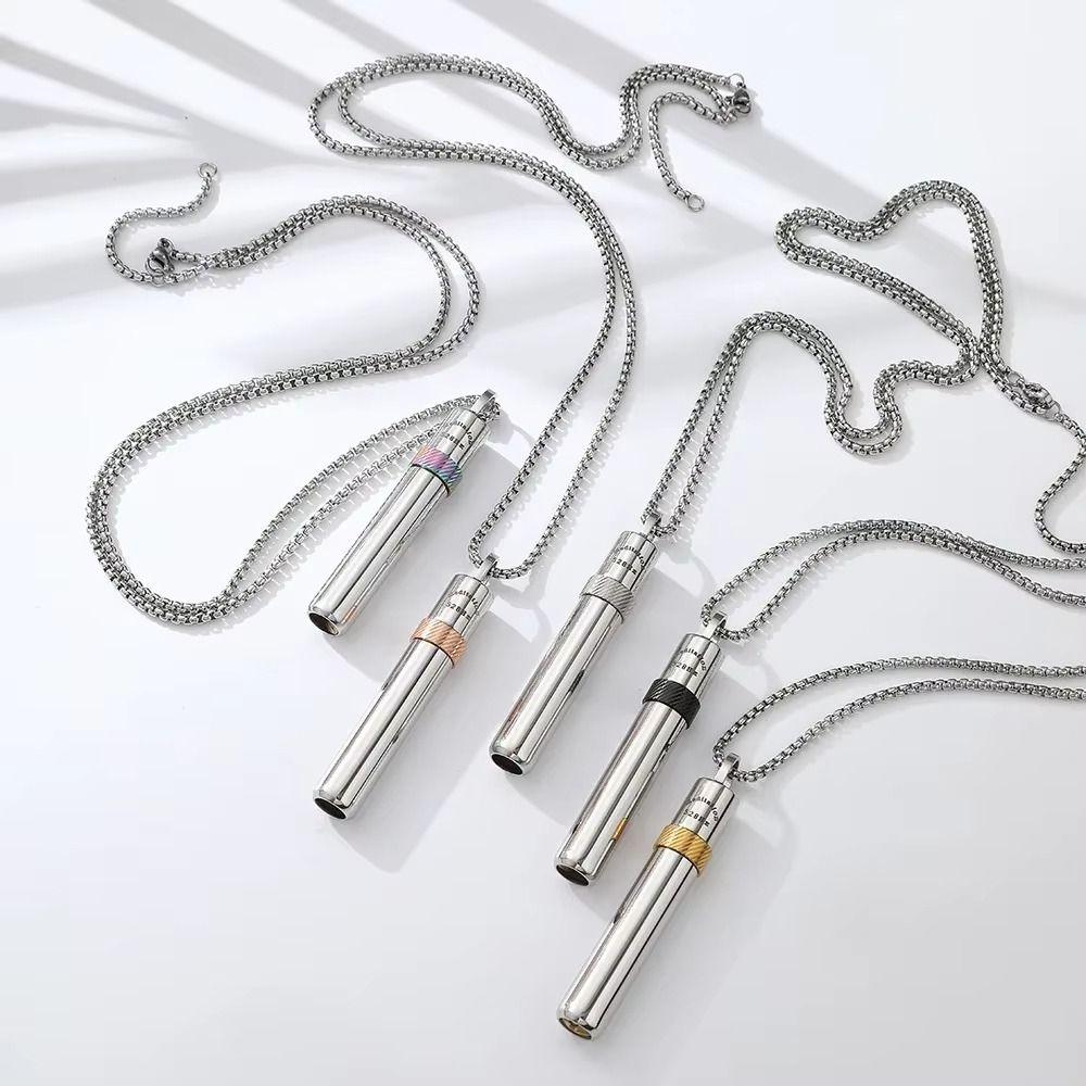 Stainless Steel Breathing Resistance Whistle Necklace Yoga Meditation Necklace  Female Lady Girl