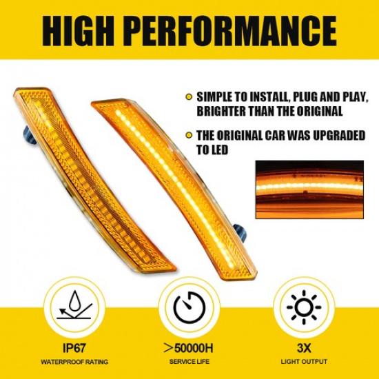 2PCS Amber Full LED Front Side Marker Lights For Mini R58 Coupe R60 Countryman