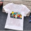 Girls K-POP Idol Print Short Sleeve T-Shirt Cute Cartoon Singer Graphic Tee Kids Summer Casual Top